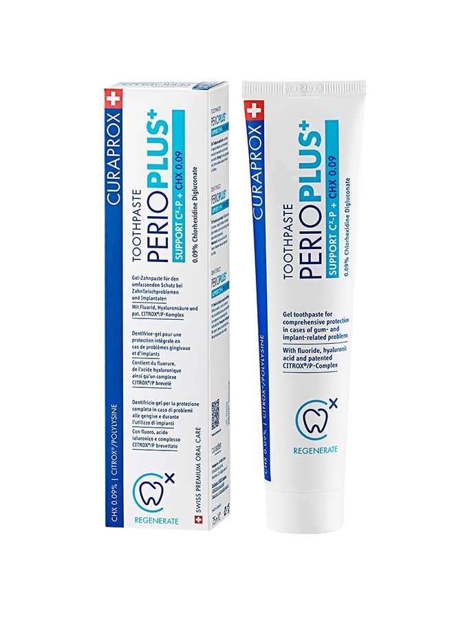 CURAPROX Perioplus+ Support Toothpaste 75Ml I Chx 0.09% With Citrox/P Formula & Hyaluronic Acid I Mouthwash-Friendly Toothpaste For Oral Care, Plaque Protection & Fresh Breath - Image 1